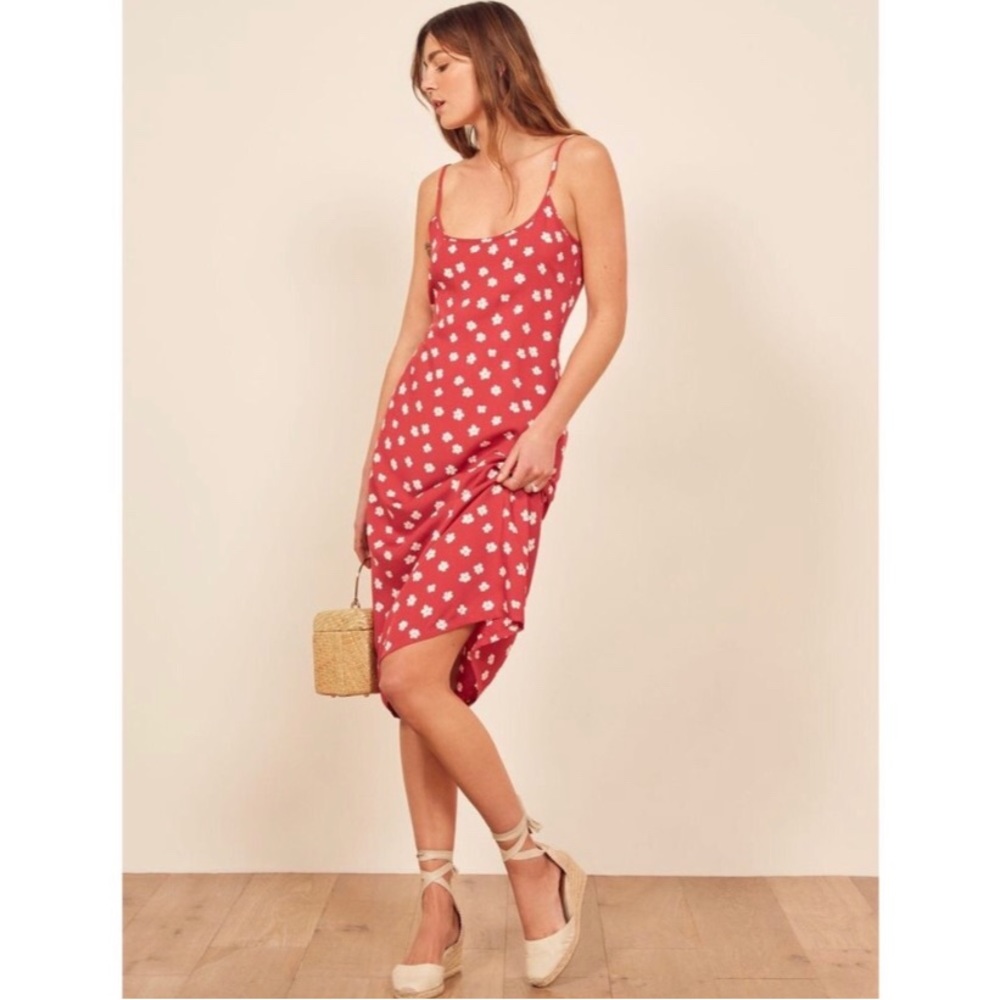 Reformation Red Floral Midi Dress